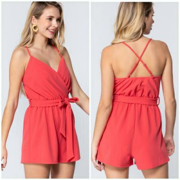 Sophisticated Chic Surplice Watermelon Romper - Picture 4 of 6